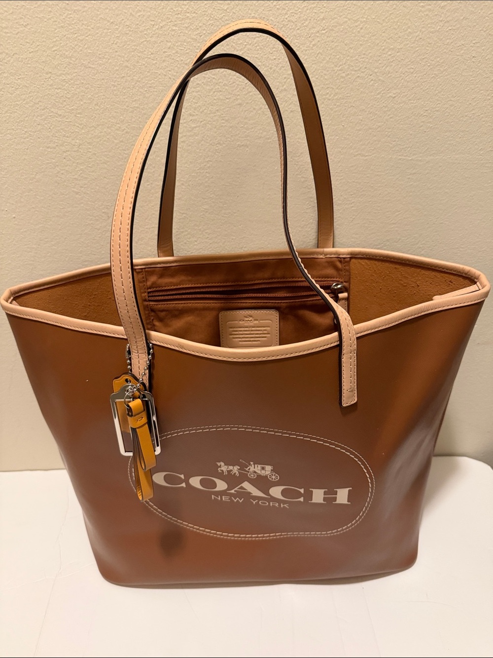 Coach Metro Horse Carriage Brown Leather Tote with Logo